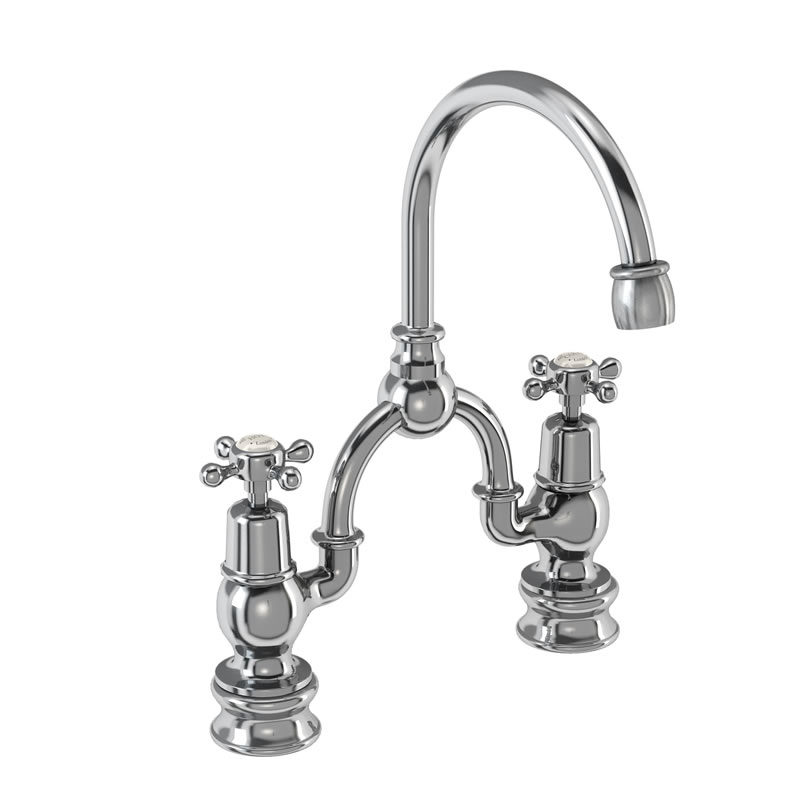 Claremont Medici Regent 2 tap hole arch mixer with curved spout (200mm centres)